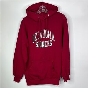Vintage Jerzees Oklahoma Sooners Red Hooded Sweatshirt Size Large